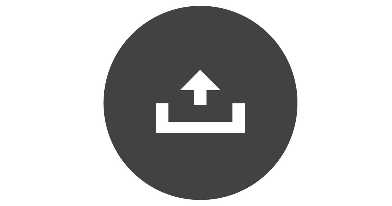 Symbol eines Upload-Icons mit einer Pfeilspitze, die nach oben zeigt, auf dunklem Hintergrund