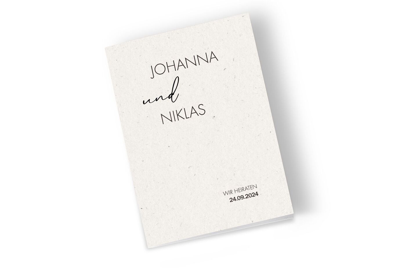 CEWE Grußkarte auf Naturpapier mit Namen Johanna und Niklas, Wir heiraten, Datum 24.09.2024