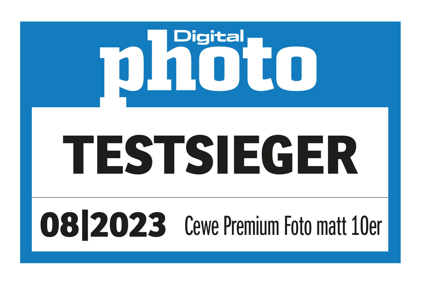Die Premium Fotoabzüge matt im 10er Format erhalten vom Magazin Digital Photo in der Ausgabe 08/2023 die Auszeichnung als Testsieger