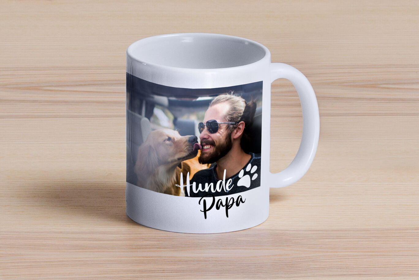 Tasse mit dem Aufdruck 'Hunde Papa' und einem Hundebild