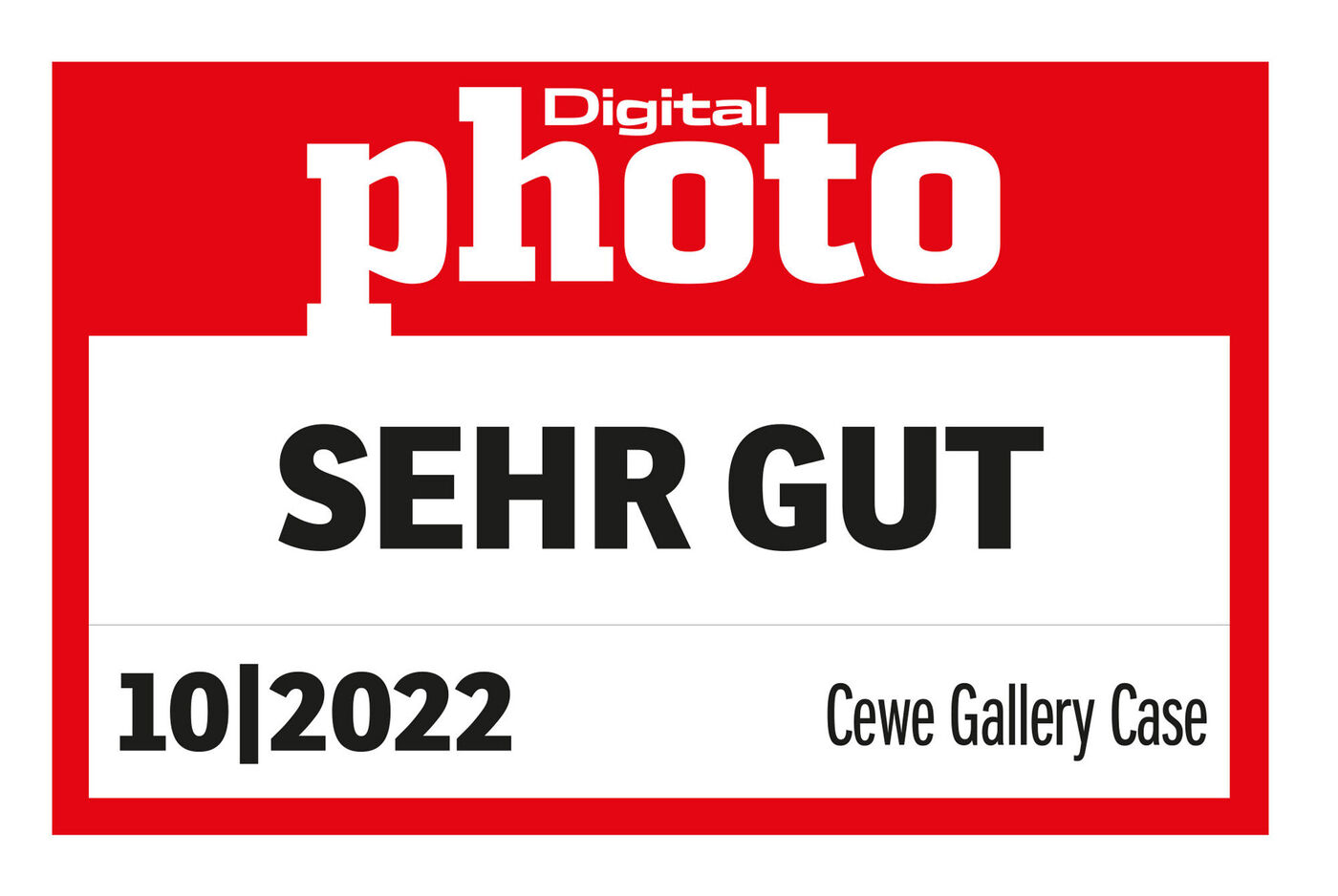 Das Gallery Case von CEWE erhält vom Magazin Digital Photo in der Ausgabe 10/2022 die Note Sehr Gut