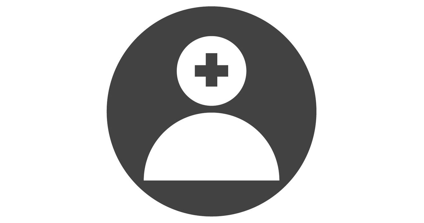 Symbol einer Person mit medizinischem Kreuz, oft für gesundheitliche Dienstleistungen genutzt