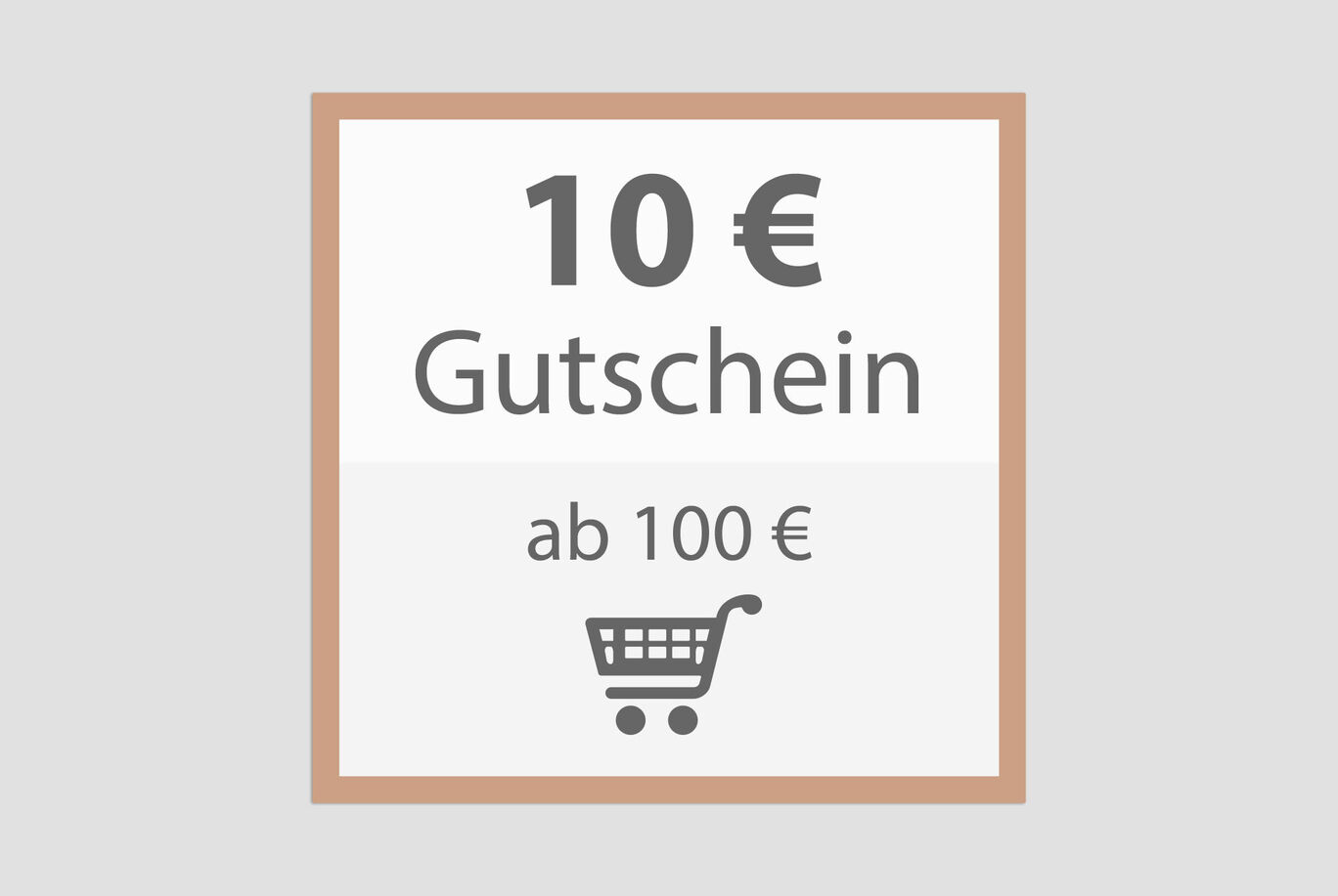 Ein Gutschein über 10 Euro für Bestellungen ab 100 Euro, abgebildet in einem rahmenlosen Design