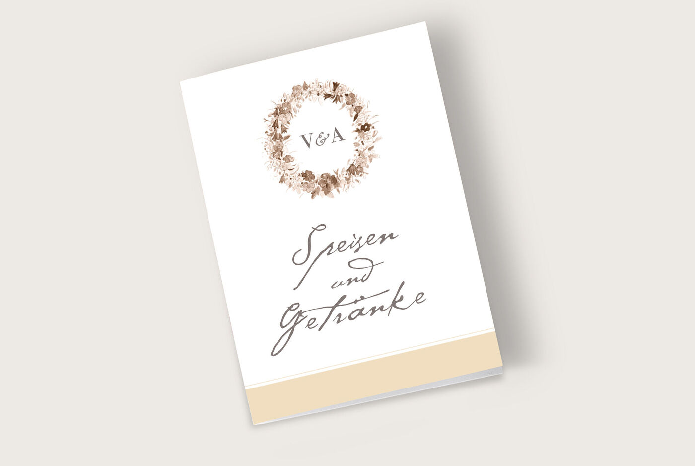 Elegante Menükarte mit floralen Details für eine Veranstaltung